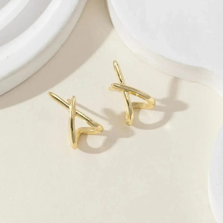 Boucles Doreille Minimaliste Or 2