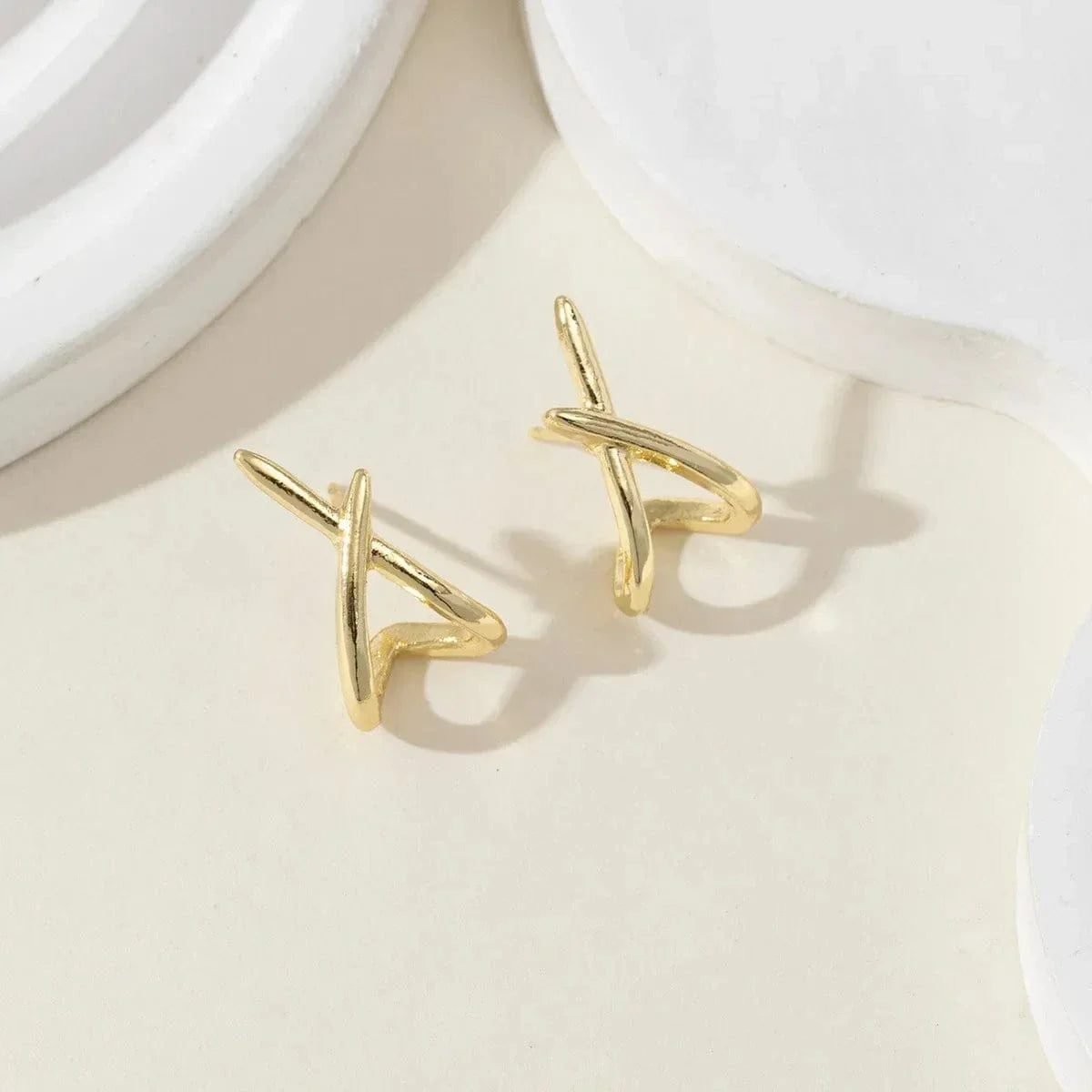 Boucles Doreille Minimaliste Or 2