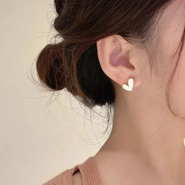 Boucles Doreilles Coeur Blanc