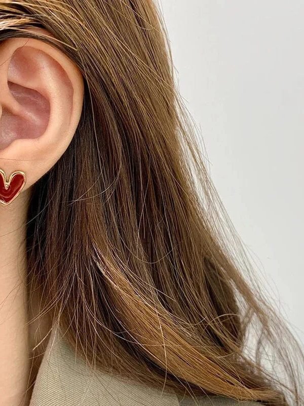 Boucles Doreilles Coeur Bordeaux