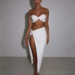 Ensemble 2 Pieces Avec Jupe Longue Fendue Blanc S