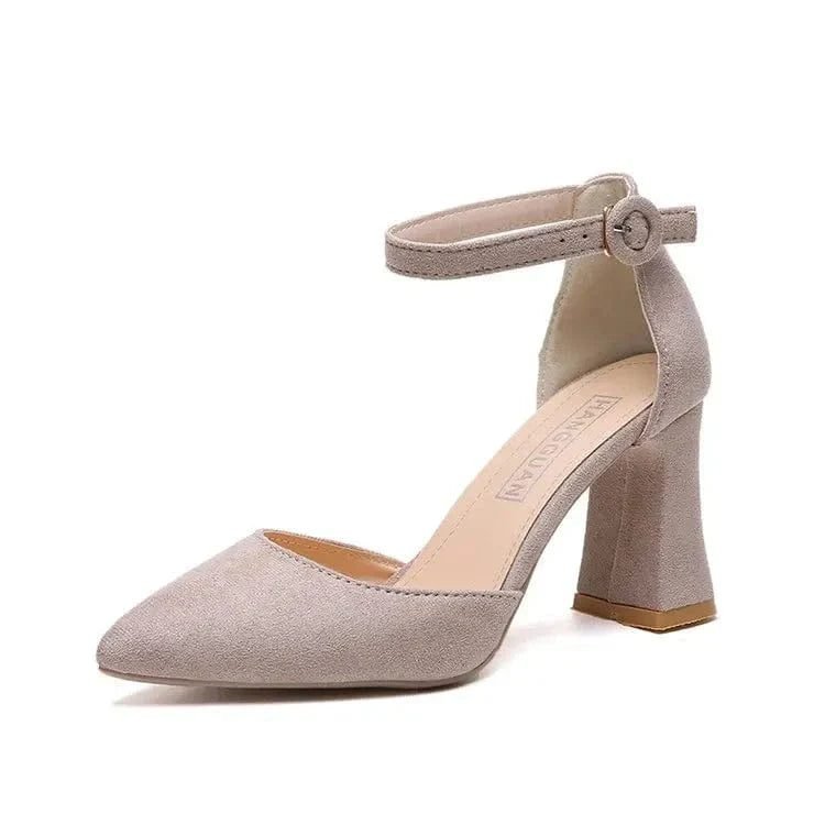 Escarpins Beige A Talon Carre 2