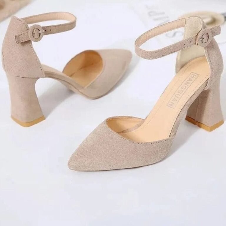 Escarpins Beige A Talon Carre 3