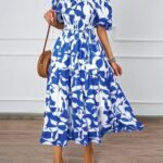 Robe A Motifs Floraux Midi Boheme Bleu S
