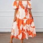 Robe A Motifs Floraux Midi Boheme Orange S