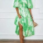 Robe A Motifs Floraux Midi Boheme Vert S