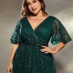 Robe Amincissante Verte Pour Mariage Femme Ronde 4