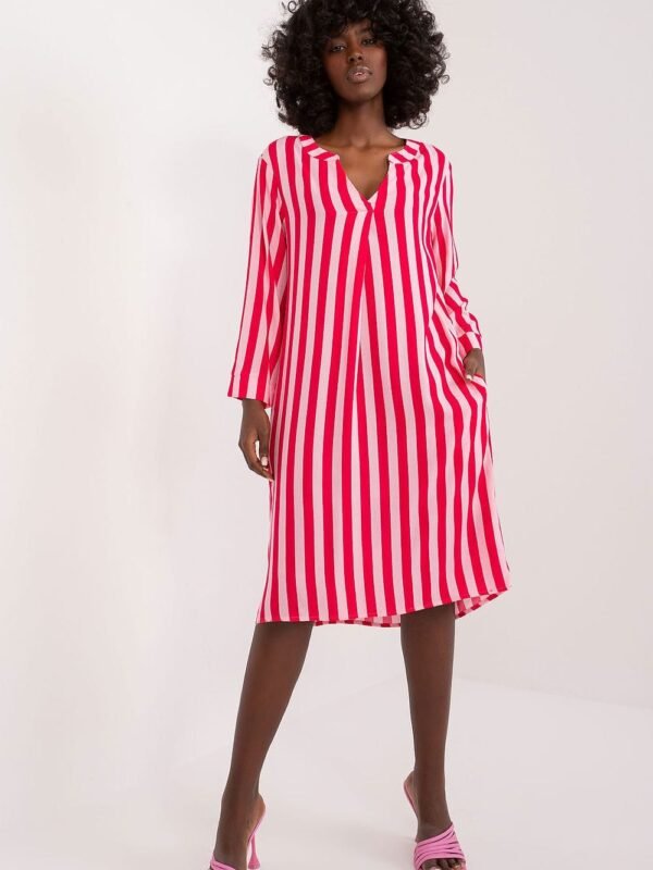 Robe Asymetrique A Col Chemise A Rayures Rouges Et Blanches Blanc Et Rouge S