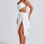 Robe Asymetrique Fendue A Une Epaule