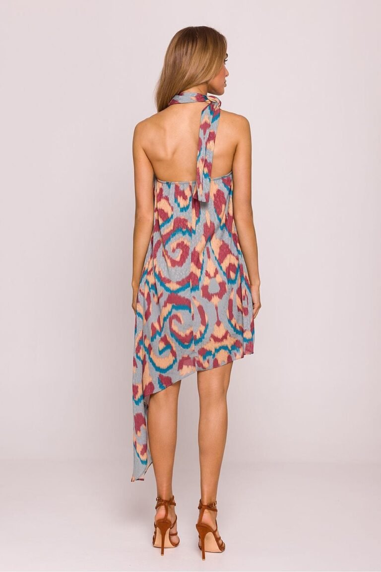 Robe Asymetrique Multicolore Sans Manches