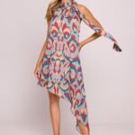 Robe Asymetrique Multicolore Sans Manches Multicouleur S M