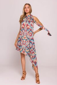Robe Asymetrique Multicolore Sans Manches Multicouleur S M