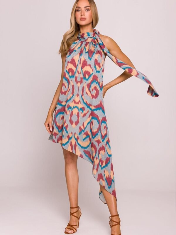 Robe Asymetrique Multicolore Sans Manches Multicouleur S M