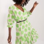 Robe Aux Ronds Verts Manche 3 4 2