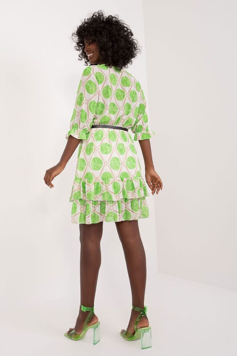 Robe Aux Ronds Verts Manche 3 4