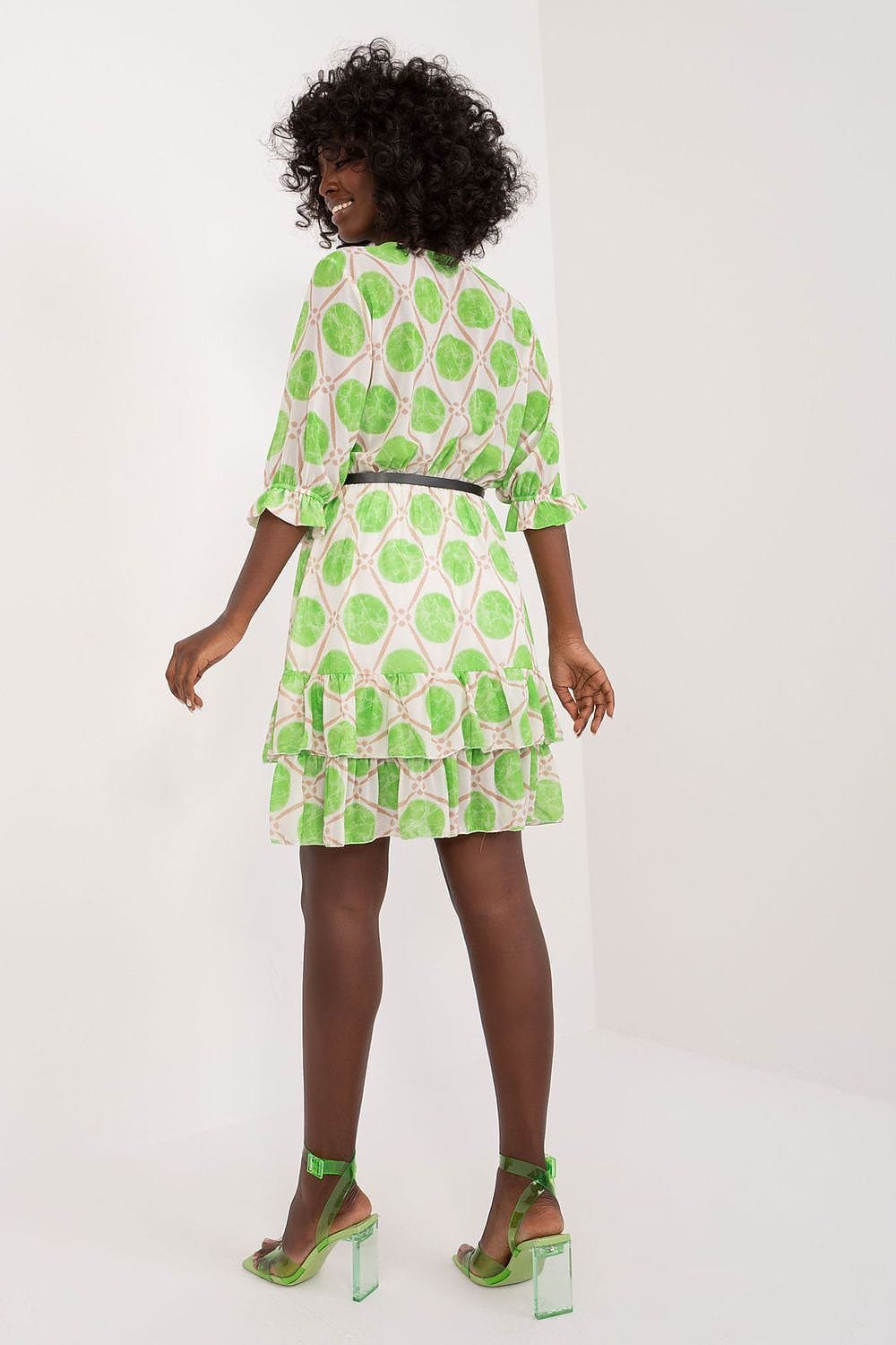 Robe Aux Ronds Verts Manche 3 4