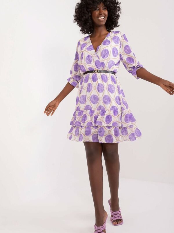 Robe Aux Ronds Violets Courte Blanc Et Violet Taille Unique