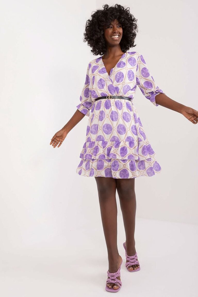 Robe Aux Ronds Violets Courte Blanc Et Violet Taille Unique