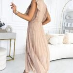Robe Beige Chic Longue Plissee 2