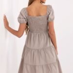 Robe Beige Courte Boheme Manches Courtes 2