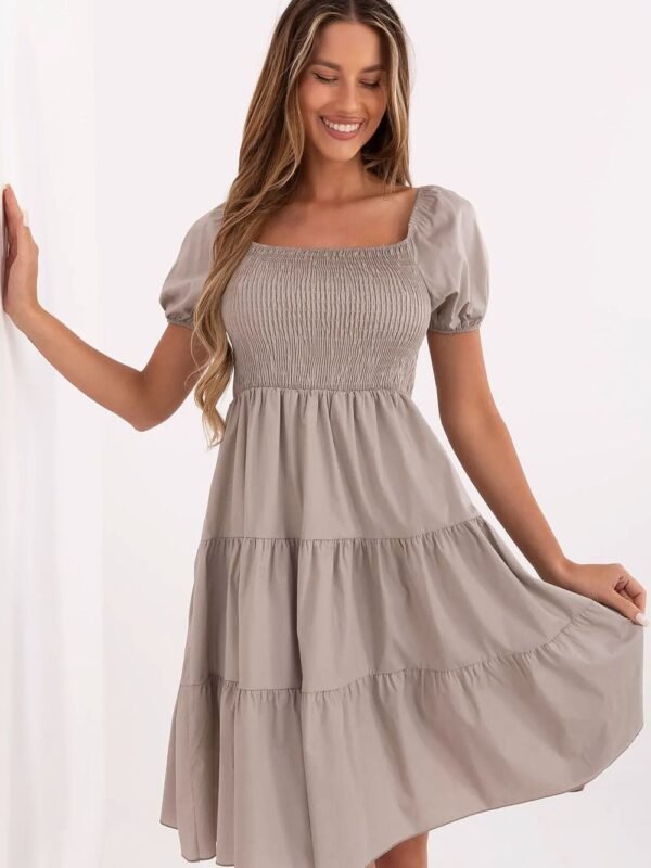 Robe Beige Courte Boheme Manches Courtes Beige Taille Unique