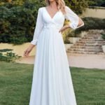 Robe Blanche Boheme Longue Manches Longues Blanc 32