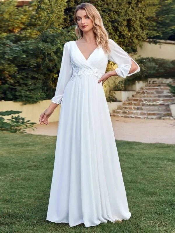 Robe Blanche Boheme Longue Manches Longues Blanc 32