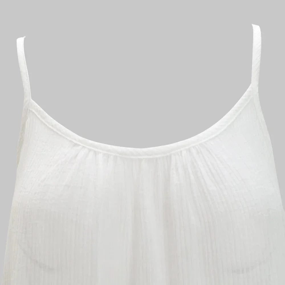 Robe Blanche Courte Ample A Bretelles 3