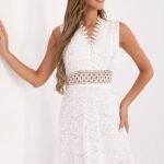 Robe Blanche Courte En Dentelle Sans Manches Blanc Taille Unique
