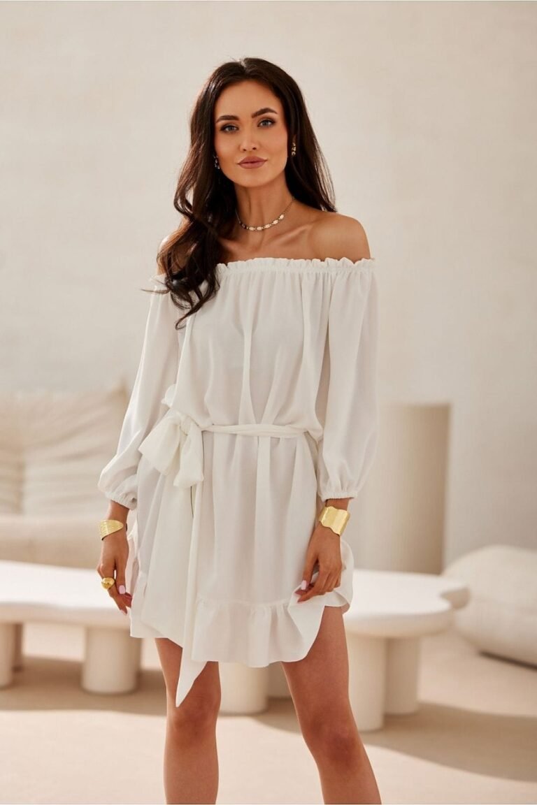 Robe Blanche Courte Epaules Denudees Beige S M