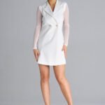 Robe Blazer Courte Manches Longues Transparentes Blanc S