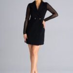 Robe Blazer Courte Manches Longues Transparentes Noir S