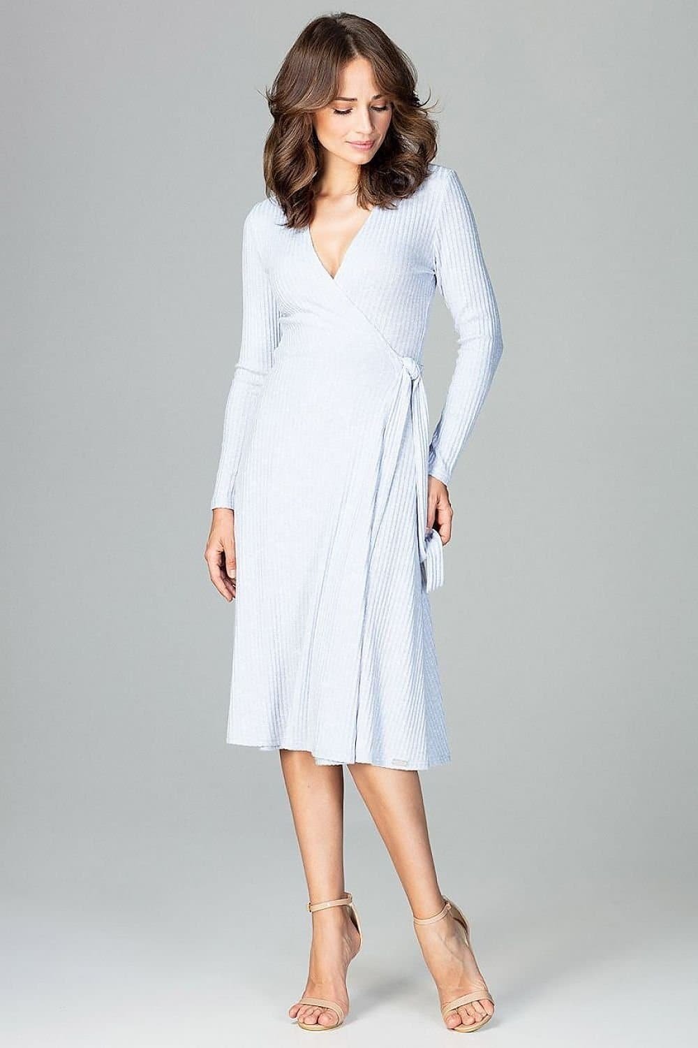 Robe Bleue Grossesse Midi Chic