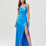 Robe Bleue Longue Fendue Dos Ouvert 3