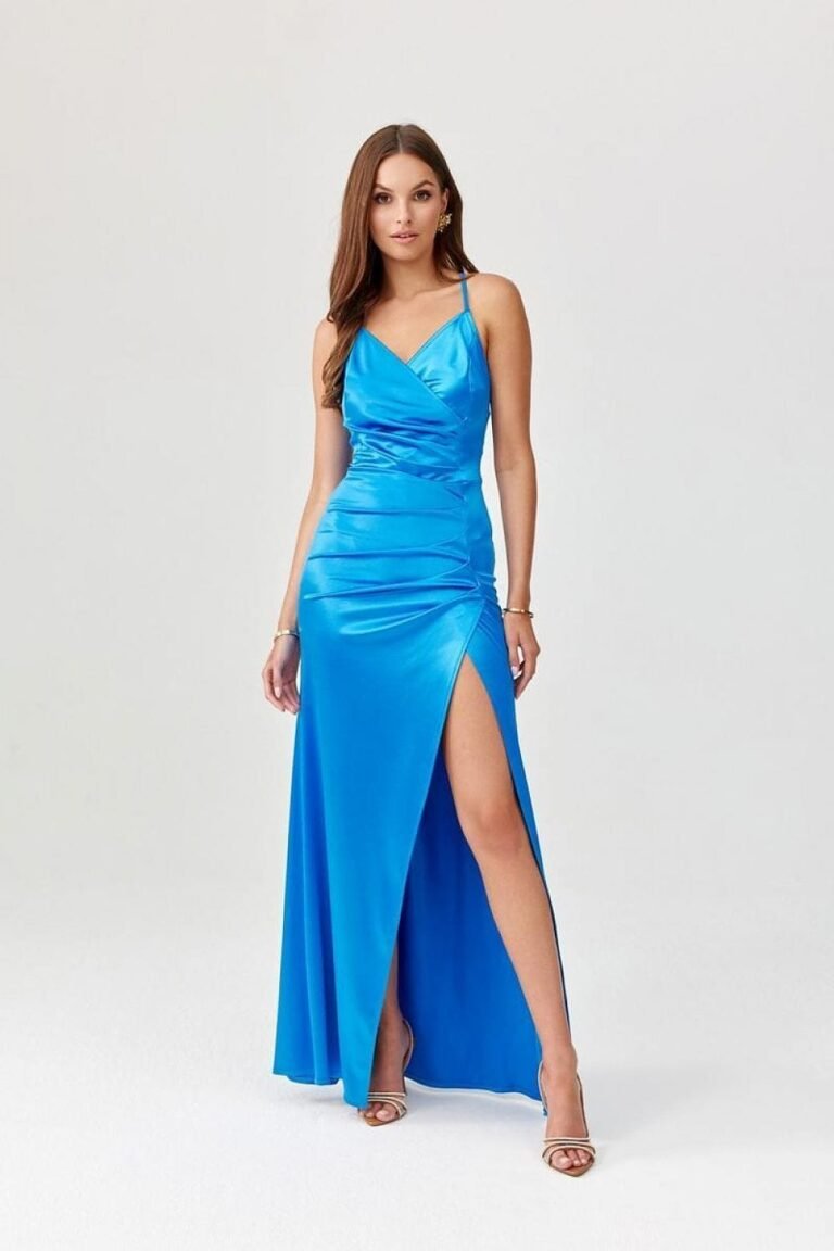 Robe Bleue Longue Fendue Dos Ouvert 3