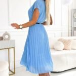 Robe Bleue Plissee Courte Elegante 2