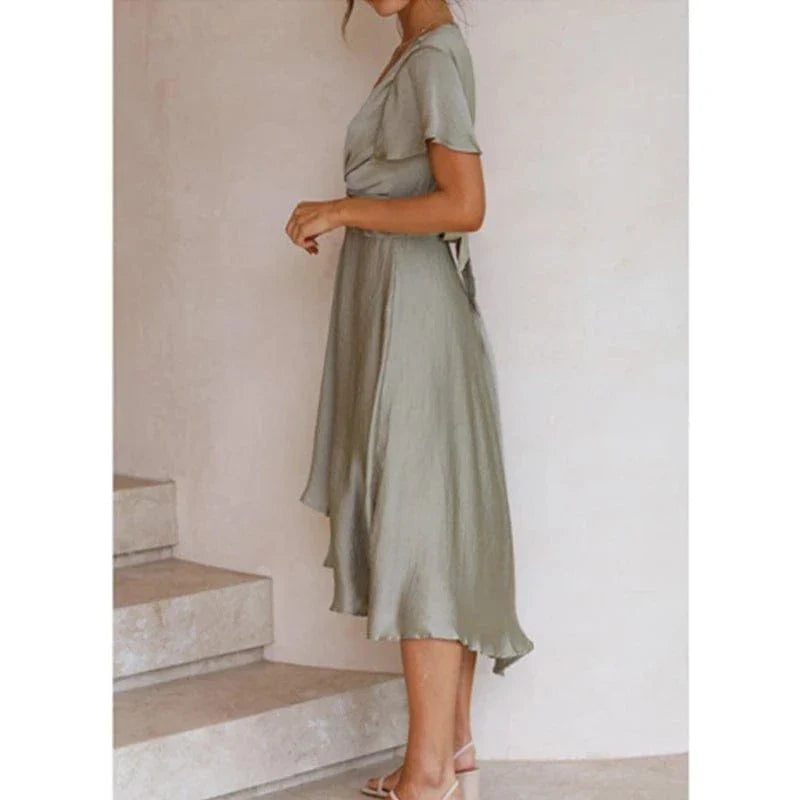 Robe Boheme Asymetrique Ete Manches Bouffantes