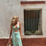 Robe Boheme Ete Fendue Dos Nu Bleu S