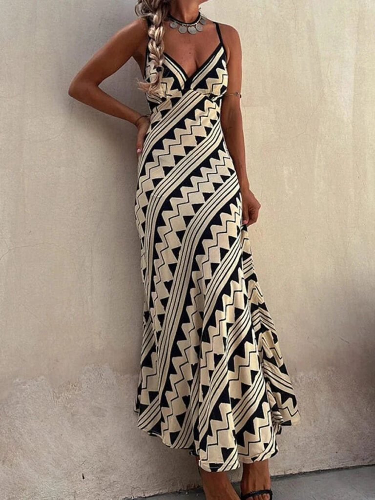 Robe Boheme Ete Longue A Bretelles Multicouleur S