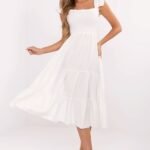 Robe Boheme Ete Midi Fluide Femme Blanc Taille Unique