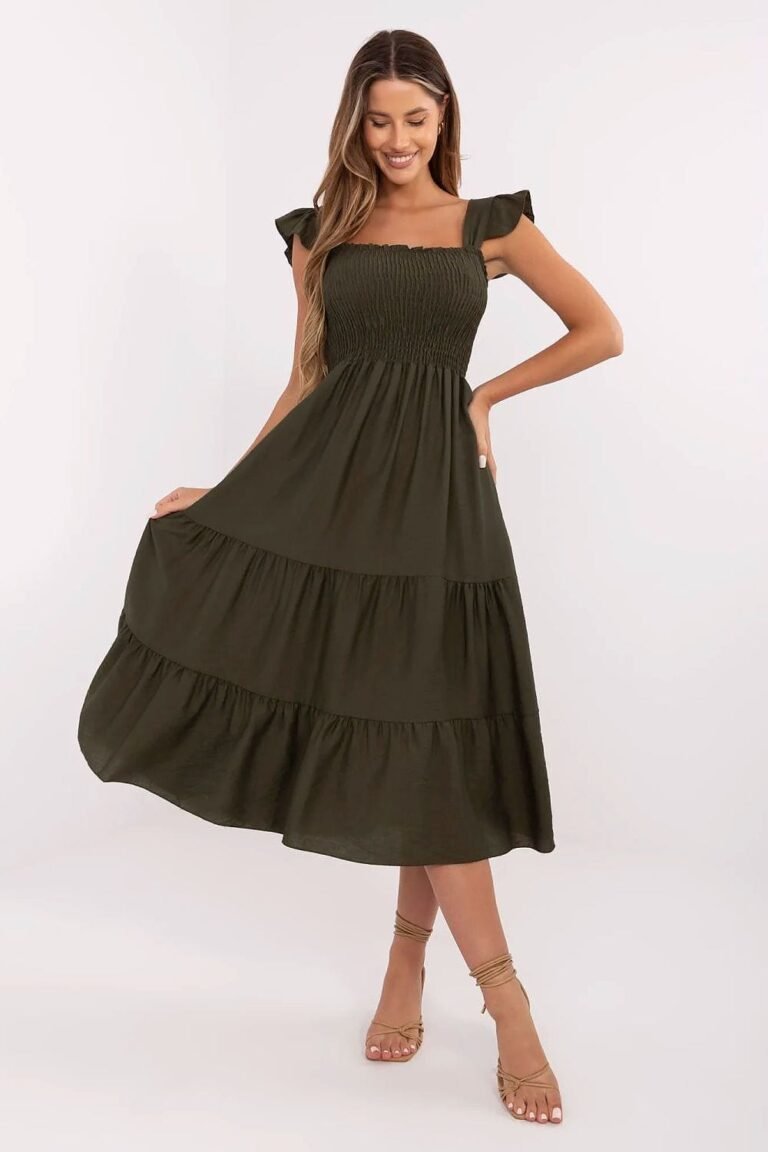 Robe Boheme Ete Midi Fluide Femme Vert Taille Unique