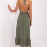 Robe Boheme Ete Verte Dos Nu En Gaze De Coton