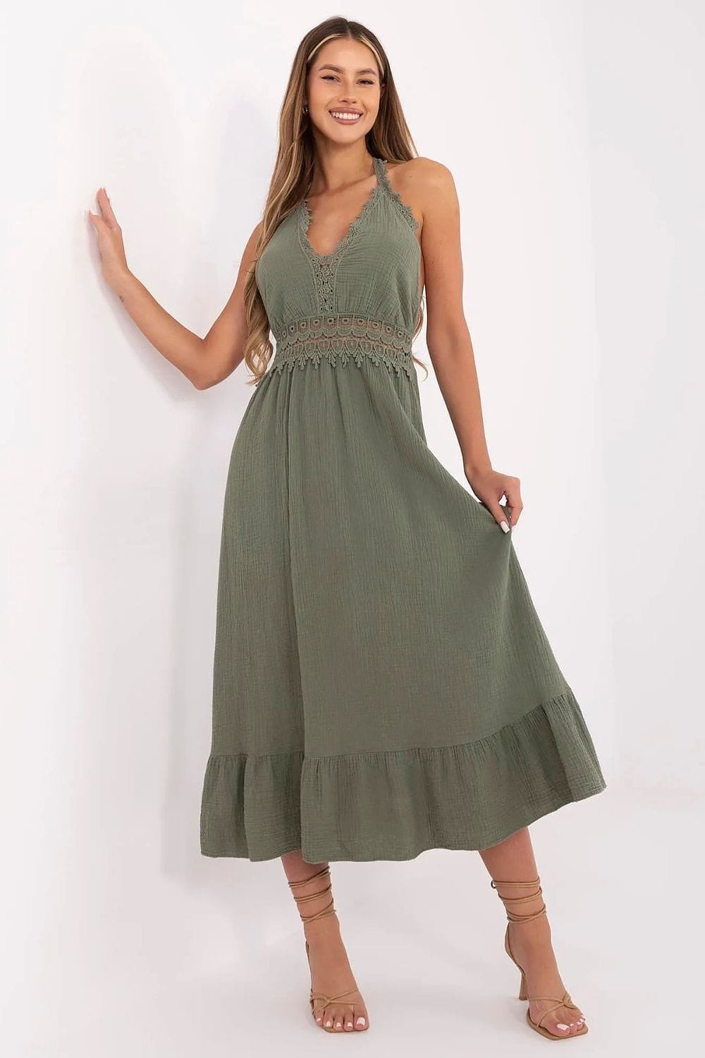 Robe Boheme Ete Verte Dos Nu En Gaze De Coton 2