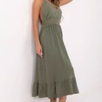 Robe Boheme Ete Verte Dos Nu En Gaze De Coton Vert Taille Unique