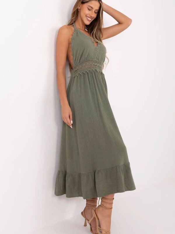 Robe Boheme Ete Verte Dos Nu En Gaze De Coton Vert Taille Unique