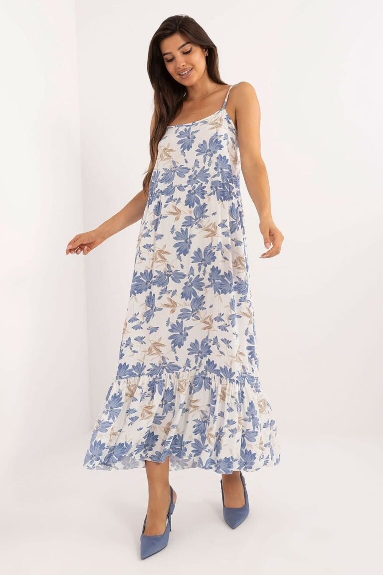 Robe Boheme Fleurie Longue Bleu Clair Taille Unique