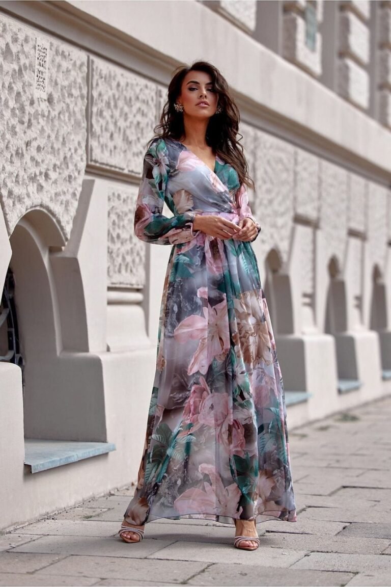 Robe Boheme Fleurie Longue Manche Longue 2