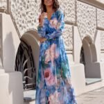 Robe Boheme Fleurie Longue Manche Longue Multicouleur 34