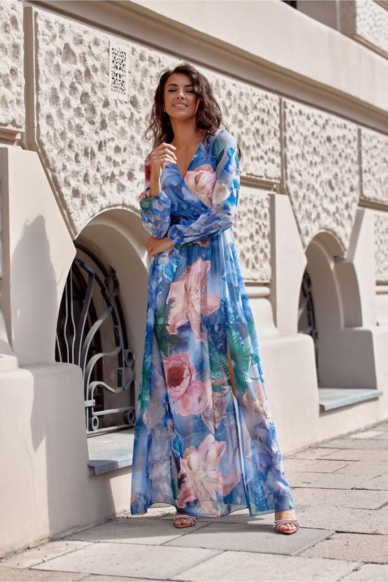 Robe Boheme Fleurie Longue Manche Longue Multicouleur 34
