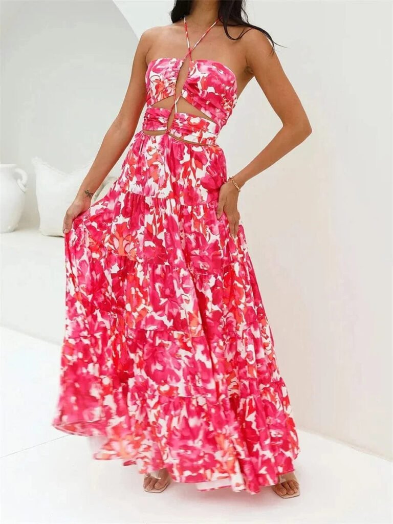 Robe Boheme Longue Fleurie Fluide